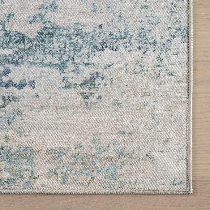 Dash & Albert Blaire Mineral Machine Washable Rug, 6 X 9 Feet, Multicolored/Blue Graphic Pattern
