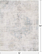 Light Blue Farmhouse Area Rug for Bedroom - 6x8 Washable Rug for Dining Room Table, Ultra-Thin Soft Textured Dusty Blue Boho Indoor Decor, Fade & Stain Resistant
