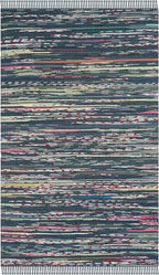 SAFAVIEH Rag Rug Collection Accent Rug - 4' x 6', Ink & Multi, Handmade Boho Stripe Cotton, Ideal for High Traffic Areas in Entryway, Living Room, Bedroom (RAR121C)