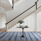 Dash & Albert Denim Plaid Blue Machine Washable Rug, 9.5 X 13.5 Feet, Blue/White Plaid Pattern