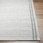 Mark&Day Wool Rugs, 9x12 Janmichael Solid and Border Gray/Ivory Area Rug, Grey Ivory Black Carpet for Living Room, Bedroom or Kitchen (8'10" x 12')