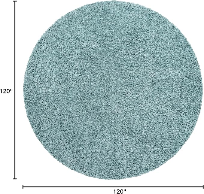 Unique Loom Davos Shag Collection Area Rug - Solid (10' Round, Aqua)