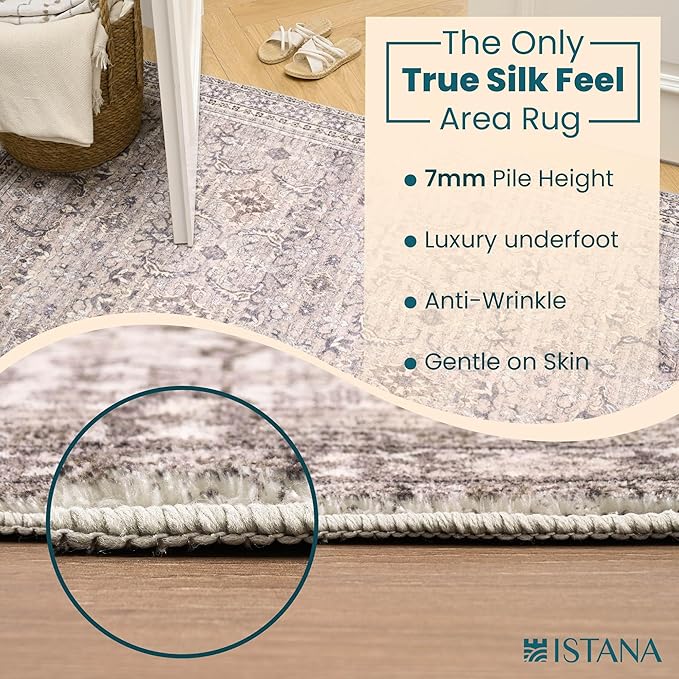 Istana 5 x 7 Area Rugs - Pale Rose Beige Area Rug - Kid & Pet Friendly Area Rug Boho for Living Room - Non-Shedding & Foldable Rug for Dining Room - Eco-Friendly Materials for 5x7 Area Rugs Boho