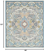 Unique Loom Narenj Collection Classic Traditional Medallion Textured Design Area Rug, 8 x 10 ft, Blue/Tan