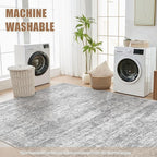 Area Rug Living Room Rugs - 5x7 Abstract Large Soft Indoor Washable Rug Neutral Modern Low Pile Carpet for Bedroom Dining Room Farmhouse Home Office - Vintage Grey