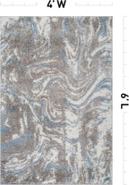 Rugshop Abstract Marble Shag Area Rug Blue 4' x 6' Ideal for Small Living Rooms, Offices, or Beside The Bed