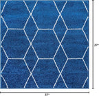 Unique Loom Trellis Frieze Collection Area Rug - Geometric (3' Square, Navy Blue/ Ivory)