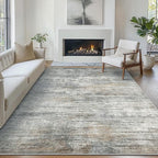 Bavni 10x14 Area Rugs, Modern Living Room Rugs Low Pile, Large Machine Washable Rug Non-Slip, Soft Pet Friendly Rugs for Bedroom, Playroom, Dining Room, Granite Gray