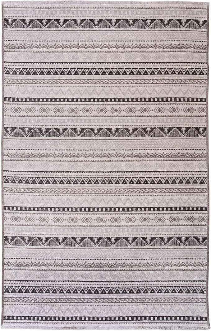 Alfa Rich 4x6 White Black Gray Washable Area Rugs for Living Room Bedroom Kitchen Cotton Decor Rug
