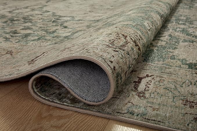 Loloi Magnolia Home by Joanna Gaines Sinclair Collection SIN-05 Jade/Sand 2'-3" x 7'-6", .25" Pile Height, Machine Washable, Runner Rug