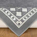 Antep Rugs Alfombras Modern Bordered 3x5 Non-Skid (Non-Slip) Low Profile Pile Rubber Backing Indoor Area Rugs (Gray, 3' x 5')