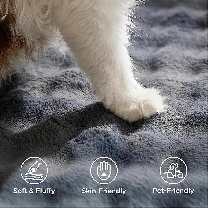 Bedsure 5x7 Fluffy Area Rugs for Living Room, Machine Washable Rugs, Non-Slip Backing, Non-Shedding, Pet Friendly Throw Rug for Bedroom Dining Room, Grey