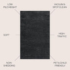 JONATHAN Y Haze Solid Low-Pile Black 4x6 Oval Indoor Area Rug, Coastal,Bohemian,Minimalist,Classic, Easy-Cleaning for Living Room,Bedroom,Kitchen,Pet Friendly,Non-Shedding (SEU100I-4OV)