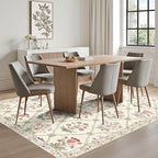 vivorug 5x7 Area Rugs - Ultra-Thin Washable Rug with Non-Slip Backing, Ideal for Living Room, Bedroom, Kitchen Floor Carpet - Modern Pink Floral, Easy Clean, Durable, Low Pile