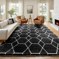 ONASAR 6x9 Area Rugs for Living Room Bedroom, Washable Large Fluffy Black and White Throw Rug, Geometric Soft Plush Shaggy Floor Carpet for Nursery Kids Girls Boys Teen Dorm Home Decor Aesthetic