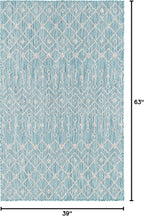 Unique Loom Outdoor Trellis Collection Area Rug - Tribal Trellis (3' 3" x 5' 3" Rectangle, Aqua/ Ivory)