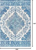 JONATHAN Y Boho Vintage Cream/Blue Indoor Area Rug, 9x12, Bohemian Flair Medallion, Floral Easy-Cleaning High Traffic for Living Room, Bedroom, Kitchen, Pet-Friendly, Non-Shedding (BMF106B-9)