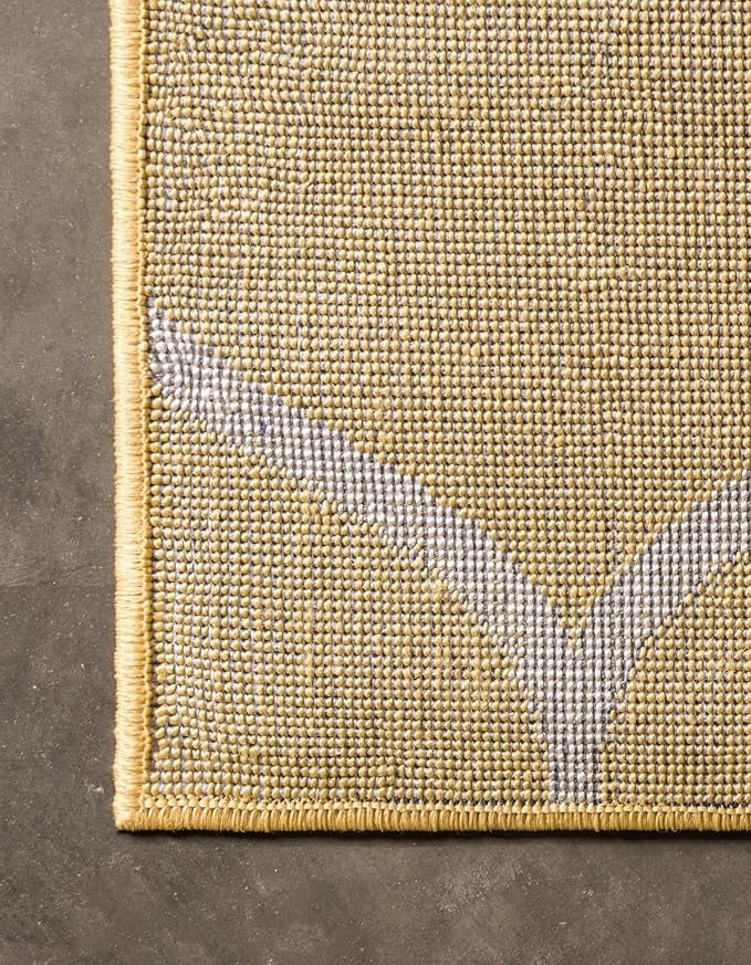 Rugs.com Lattice Frieze Collection Rug – 2' x 6' Runner Yellow Medium Rug Perfect for Living Rooms, Large Dining Rooms, Open Floorplans