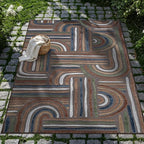CAMILSON Indoor Outdoor Rug, Brown 5x7 Geometric Arch Striped Area Rugs for Patio and Home Areas, Easy-Cleaning Non-Shedding Living Room, Garden and Deck Washable Outside Carpet (5 x 7)
