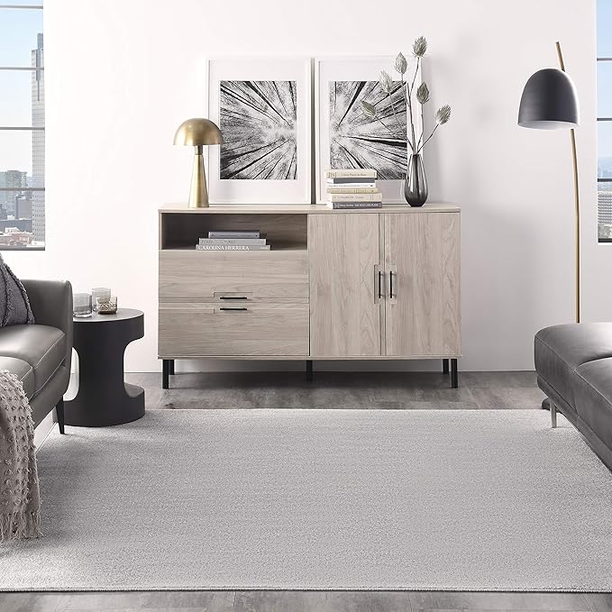 Nourison Home Nourison Essentials Silver Grey 7' x Square Area Rug - Easy Clean, Non Shedding, Bed Room, Living Room, Dining Room, Kitchen (7' x Square)