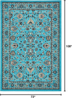 Unique Loom Sialk Hill Collection Area Rug - Washington (6' 1" x 9' Rectangle Turquoise/Black)