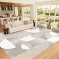 Large Grey Area Rugs 8x10 Washable Rug for Living Room Bedroom Dining Room,Modern Geometric Non Slip Beige Carpet