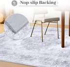 Area Rug 4x6 Vintage Rug, Machine Washable Vintage Distressed Medallion Rug Non-Slip Soft Low Pile Large Indoor Rugs for Bedroom Kitchen Dining Room Office(LightGrey,4'x6')
