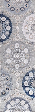 CAMILSON Runner Outdoor Rugs Oriental Retro Traditional Floral Medallion Area Rug 2x10 Non-Shedding Stain Resistant Indoor Carpet for Bathroom Hallway Kitchen Office (2 x 10 / Blue)