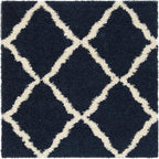 SAFAVIEH Dallas Shag Collection Area Rug - 6' Square, Navy & Ivory, Trellis Design, Non-Shedding & Easy Care, 1.5-inch Thick Ideal for High Traffic Areas in Living Room, Bedroom (SGD257N)