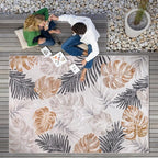 CAMILSON Indoor Outdoor Rug, Yellow 5x7 Leaf Tropical Botanical Area Rugs for Indoor and Outdoor patios, Easy-Cleaning Non-Shedding Living Room, Garden and Kitchen Washable Outside Carpet (5 x 7)