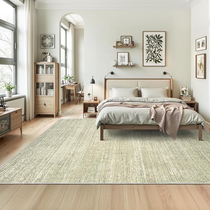 Valenrug Washable Rugs 3x5 - Stain Resistant 3x5 Area Rugs for Living Room, Non Slip Backing Printed Rugs for Bedroom, Folable Machine Washable Area Rug(3'x5', Green)