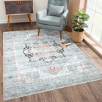 Bloom Rugs Washable Non-Slip 3' x 5' Rug - Gray/Coral Pink Traditional Area Rug for Living Room, Bedroom, Dining Room, and Kitchen - Exact Size: 3' x 5'