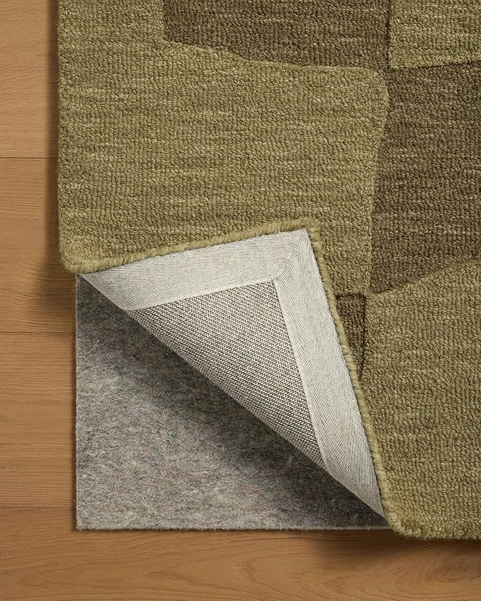 Loloi Leanne Ford Craven Collection CVN-03 Green/Olive 5'-0" x 7'-6" Area Rug Checkered, Patterned, Neutral, Living Room, Bedroom, Dining Room