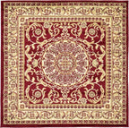 Unique Loom Versailles Collection Traditional Classic Medallion Floral Motif Area Rug (4' 0 x 4' 0 Square, Burgundy/ Ivory)