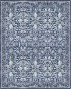 KILOCOCO Area Rug 8x10 Living Room Rug Washable Printed Vintage Floral Non Slip Soft Rubber Backed Indoor Bedroom Rugs for Laundry Room Kitchen Playroom Moroccan Area Rugs, Blue