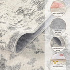 6x9 Area Rug Living Room Rugs - Washable Neutral Modern Abstract Soft Thin Rug Indoor Floor No Slip Rug Carpet for Bedroom Under Dining Table Home Office Decor - Grey/Light Brown