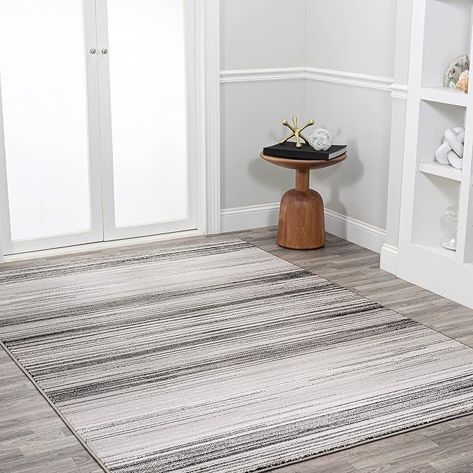 JONATHAN Y Austin Gradient Striped Gray/Black Indoor Area Rug, 4x6, Modern, Contemporary, Easy-Cleaning for Living Room, Bedroom, Kitchen, Pet Friendly, Non-Shedding (LUX103A-4)
