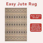 Tangsoo Easy Jute 2x3 Outdoor Rug,Non Slip Small Machine Washable Rug for Entryway,Ultra Thin Mat Boho Non Shedding Indoor Capet for Kitchen Bedroom Front Door Entrance