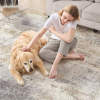 Area Rug Living Room Rugs - 10x12 Washable Large Soft Indoor Neutral Modern Abstract Low Pile Rug Carpet for Bedroom Dining Room Farmhouse Home Office - Brown Grey