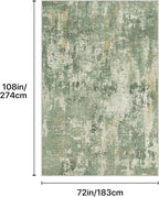 GENIMO 6x9 Area Rugs for Living Room, Machine Washable Rug Non Slip, Low Pile Ultra-Thin Lightweight Large Carpet, Abstract Modern Rugs for Bedroom, Dining Room, Office, Nursery, Olive Green