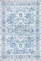 Bloom Rugs Caria Washable Non-Slip 3x5 Rug - Blue Traditional Area Rug for Living Room, Bedroom, Dining Room, and Kitchen - Exact Size: 3' x 5'