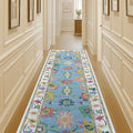 Fame Living Colorful Oushak Runner Rug, Modern Runners, Turkish, Eclectic, Floral, Pastel, Washable, Small Throw Rugs, Short Runner for Entryway, Laundry, Foyer, Bedroom, Kitchen, Bathroom, 2'5"x6'5"