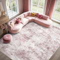 6x9 Area Rug Living Room Rugs - Washable Neutral Modern Abstract Soft Thin Large Rug Indoor Floor No Slip Rug Carpet for Bedroom Under Dining Table Home Office Decor - Pink