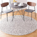 SAFAVIEH Adirondack Collection 8' Round Ivory/Charcoal ADR104N Chevron Non-Shedding Area Rug