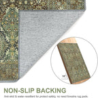 Bavni Area Rug 6X9, Oriental Vintage 6X9 Area Rugs, Large Rugs for Living Room, Non Slip Boho Carpet for Bedroom Dorm, Low Pile Aesthetic Washable Rug for Dining Room Office, Sage Green
