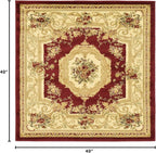 Unique Loom Versailles Collection Traditional Classic Floral Motif Area Rug (4' 0 x 4' 0 Square, Burgundy/ Ivory)