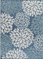 Beverly Rug Outdoor Rug 8x10 Modern Exotic Tropical Leaf Area Rugs for Indoor and Outdoor Patio Deck Porch Garden Water Resistant Washable Outside Carpet (8 x 10 Blue)