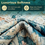 YJ.GWL Area Rugs for Living Room 5x7 Machine Washable Rugs, Non Slip Floral Vintage Rug Indoor Carpet, Stain Resistant Large Rug for Bedroom Dining Room, Dark Blue