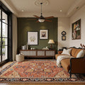 EnHomee 8x10 Washable Area Rugs for Bedroom, Boho Vintage Rugs, Foldable Area Rug for Dining Room, Non-Slip Soft Living Room Rug, Low Pile Large Carpet for Bathroom, Red
