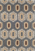 Dash & Albert Stowe Hand Micro Hooked Wool Rug, 5 X 8 Feet, Blue/Browns Geometric Pattern